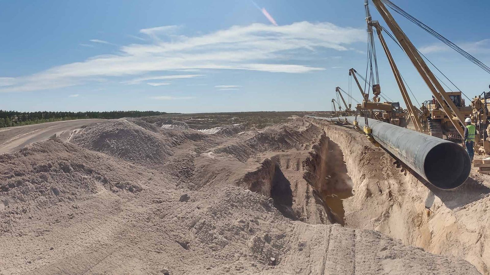 Construcción de gasoducto en la región de Vaca Muerta.